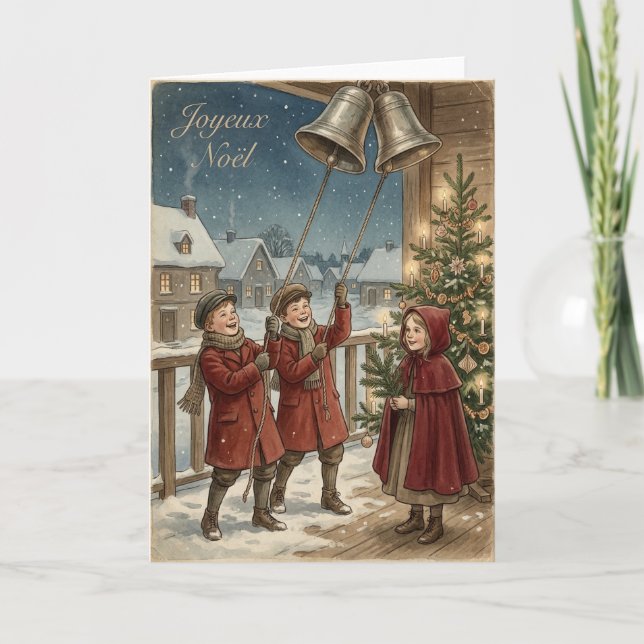 Vintage Christmas Bell Ringers Card (Front)