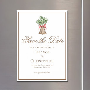 Vintage Christmas Bell Save the Date Magnetic Invitation