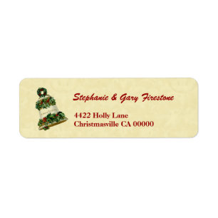 Vintage Christmas Bell with Holly V003 Return Address Label