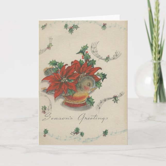 Vintage Christmas Bird Card (Front)