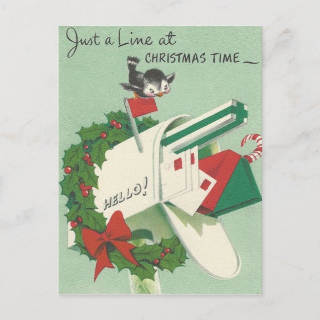 Vintage Christmas Bird Card (Front)