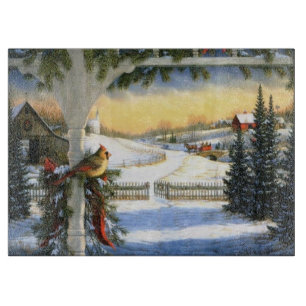 Vintage Christmas Bird Cutting Board