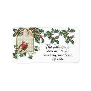 Vintage Christmas Birds Address Label