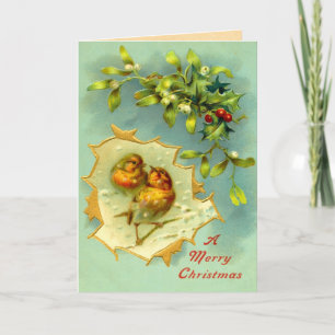 Vintage Christmas Birds Holiday Card