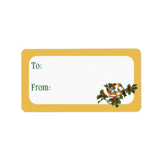 Vintage Christmas Birds & Holly Label