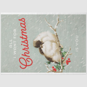 Vintage Christmas Birds on Branch Tissue Paper