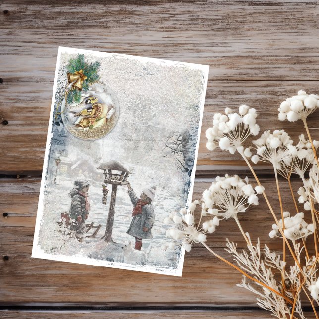 Vintage Christmas Birds Scrapbook Paper (Creator Uploaded)