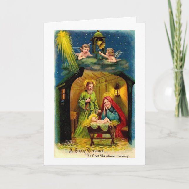 Vintage Christmas Birth of Jesus Holiday Card (Front)