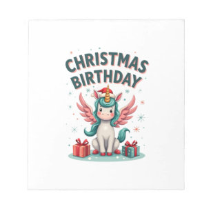Vintage Christmas Birthday Girl Unicorn Cute Holid Notepad