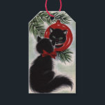 Vintage Christmas Black Cat Looking At Ornament Gift Tags<br><div class="desc">Cute Vintage Christmas Black Cat Looking At Reflection In Ornament Holiday Gift Tag.</div>