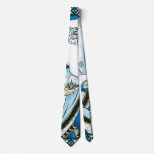 Vintage Christmas, Blue Santa Claus with Snowglobe Tie
