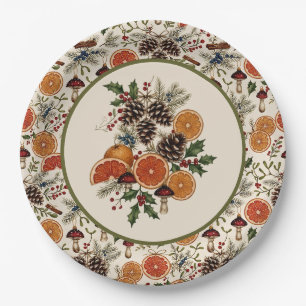 Vintage Christmas Botanicals Paper Plate