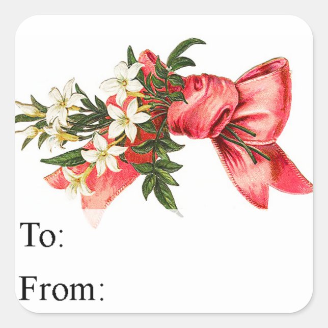 Vintage Christmas Bouquet Gift Tag (Front)