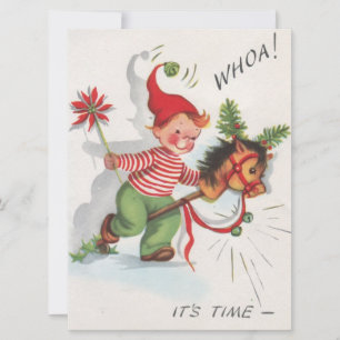 Vintage Christmas Boy Excited Holiday Card