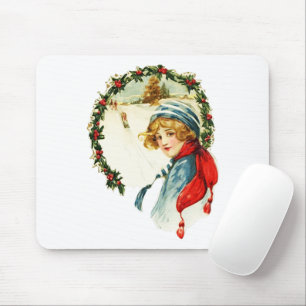 Vintage Christmas Boy Mouse Pad