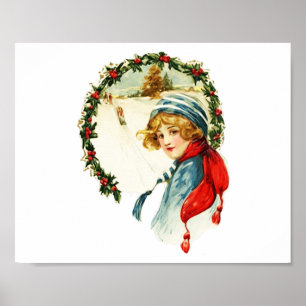 Vintage Christmas Boy Poster