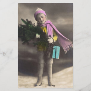 Vintage Christmas Boy Stationery