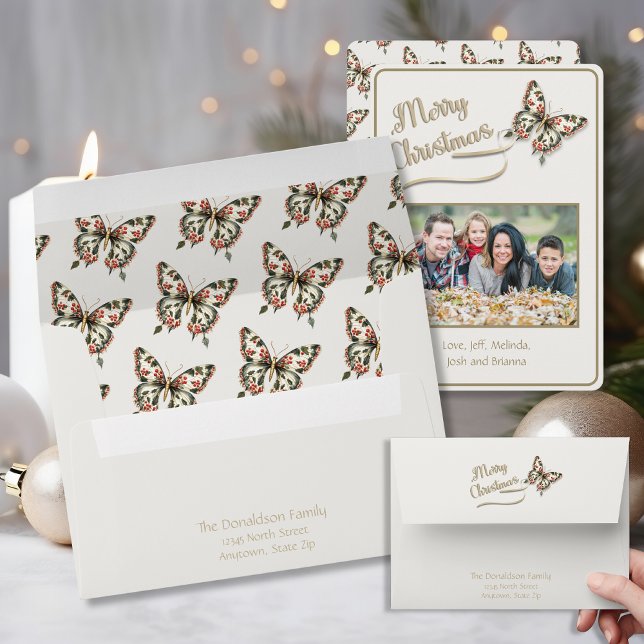 Vintage Christmas Butterfly  Envelope (Creator Uploaded)