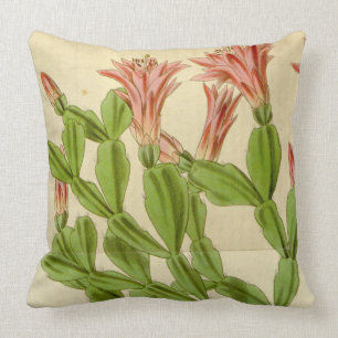 Vintage Christmas Cactus Throw Pillow