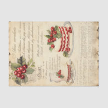 Vintage Christmas Cake Recipe Card Decoupage