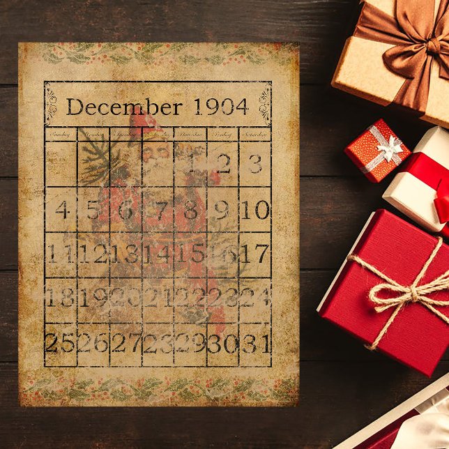 Vintage Christmas Calendar Scrapbook Paper (Creator Uploaded)