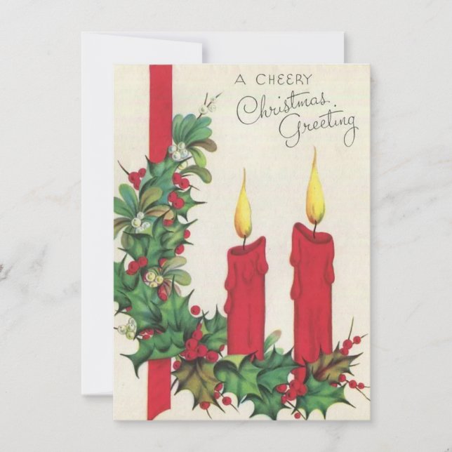 Vintage Christmas Candles  Holiday Card (Front)