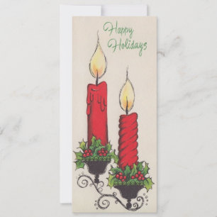Vintage Christmas Candles  Holiday Card