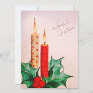 Vintage Christmas Candles  Holiday Card