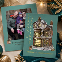 Vintage Christmas Candy Shop Family Photo Gold