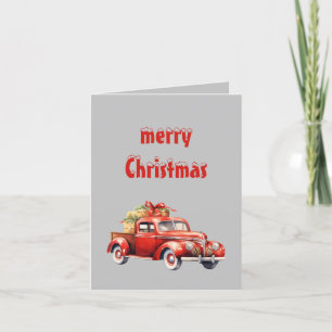 Vintage Christmas car holiday card