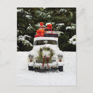 Vintage Christmas Car Holiday Postcard