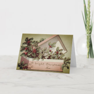 Vintage Christmas Card Box Of Holly