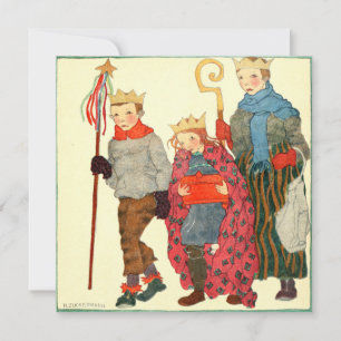 Vintage Christmas Card   Christmas 3 kings
