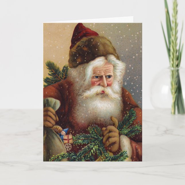 Vintage Christmas Card German Santa (Front)