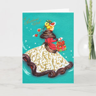 Vintage Christmas Card - Gibson Girl