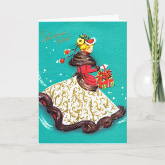 Vintage Christmas Card - Gibson Girl