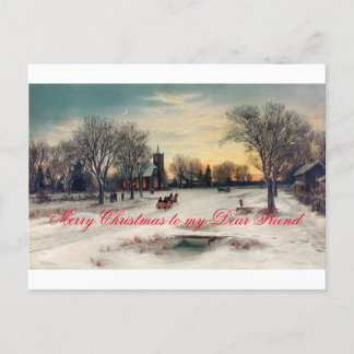 Vintage Christmas Card Merry Christmas Dear Friend