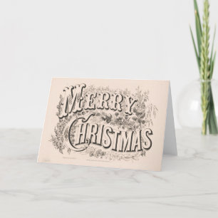 Vintage Christmas Card Merry Christmas Wreath