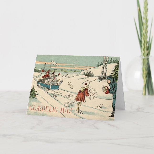 Vintage Christmas Card Norway | Glædelig Jul (Front)