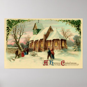 Vintage Christmas Card Poster
