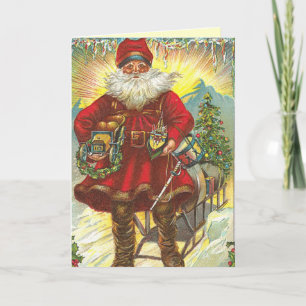 Vintage Christmas Card Santa