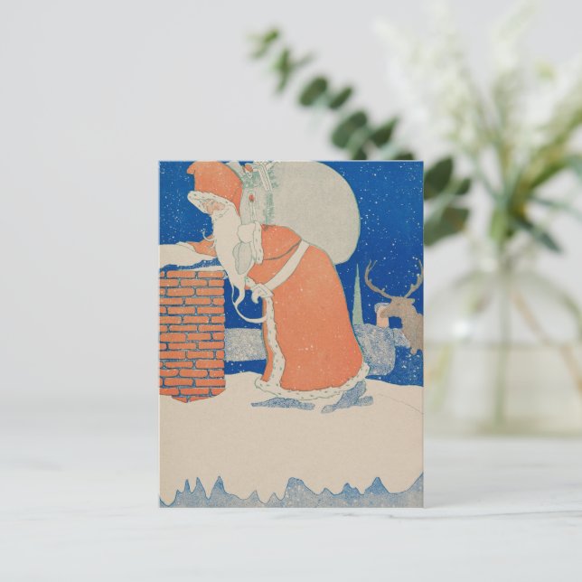 Vintage Christmas Card | Santa Bringing Presents (Standing Front)