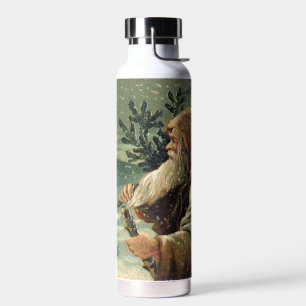 =Vintage Christmas Card, Santa Claus and Tree Water Bottle