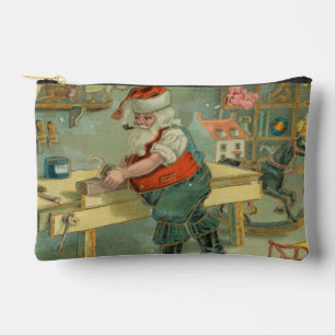 Vintage Christmas Card - Santa in his Workshop Accessory Pouch