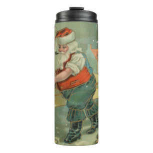 Vintage Christmas Card - Santa in his Workshop Thermal Tumbler