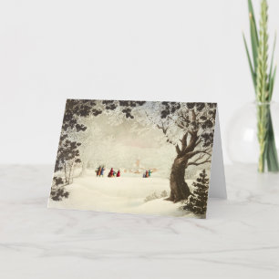 Vintage Christmas Card   Snowy Landscape