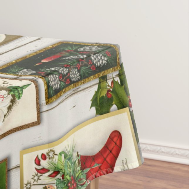 Vintage Christmas Cards On Shiplap  Tablecloth (In Situ)