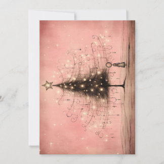 Vintage Christmas Cards - Pink Christmas Tree
