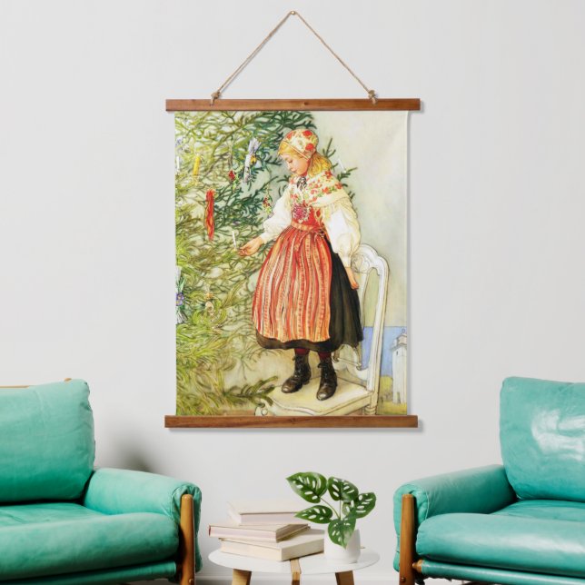 Vintage Christmas Carl Larsson Swedish Hanging Tapestry (Living Room)
