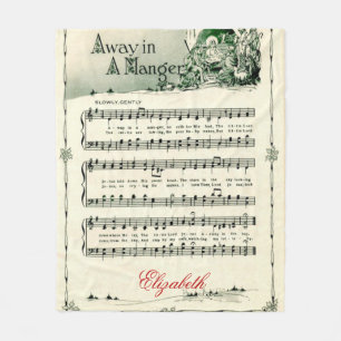 Vintage Christmas Carol, "Away in A Manger", Cosy Fleece Blanket